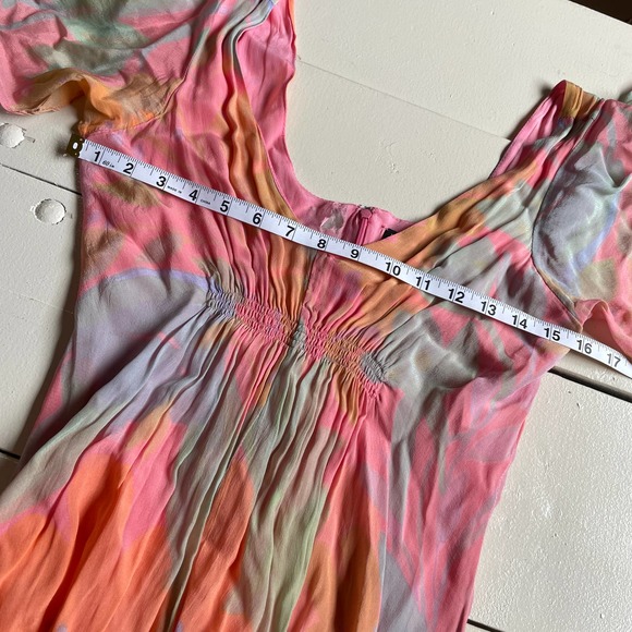 VEDA Multi Orange Printed Crepe Corazon Maxi Dress Size Medium - Picture 8 of 11